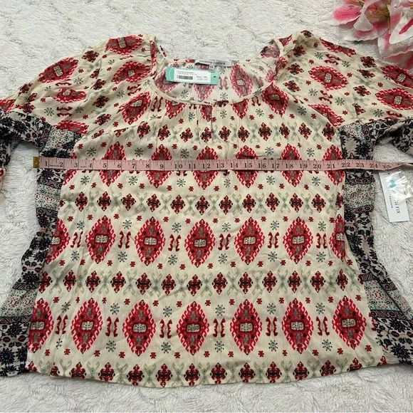 NWT Collective Concepts - Tobar Keyhole Front Top Boho Tribal Print XXL - Picture 5 of 11